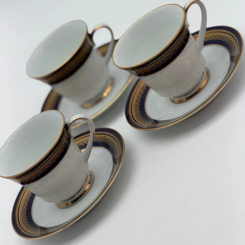 Legacy by Noritake Vienna 2796 Cobalt Blue Gold Trim Cup Saucer Set